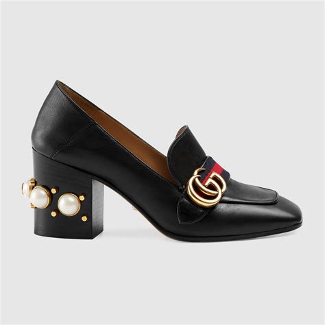 pink gucci bamboo heel leather pumps|Gucci leather mid heel loafer.